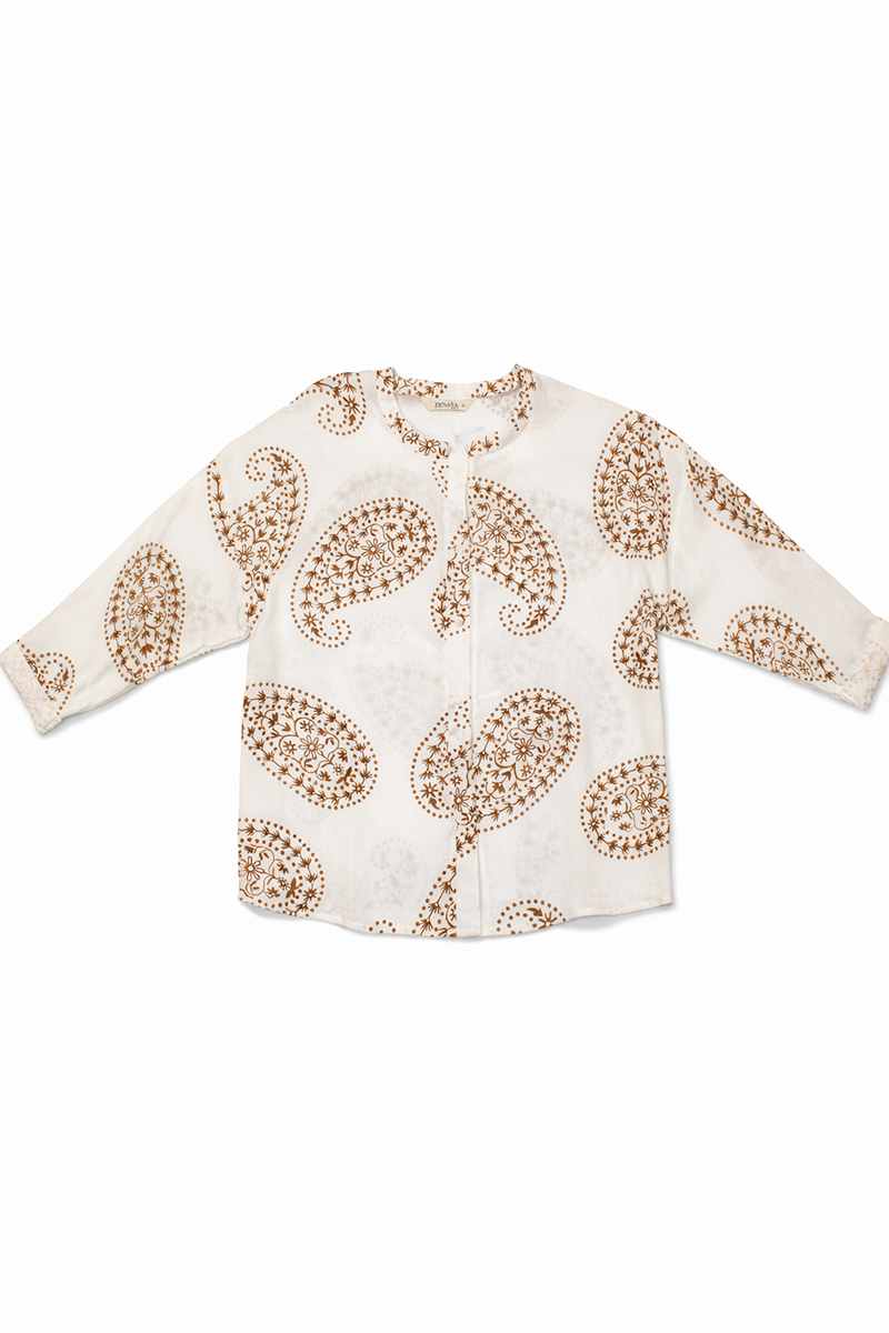 Cream/Camel Paisley Blouse