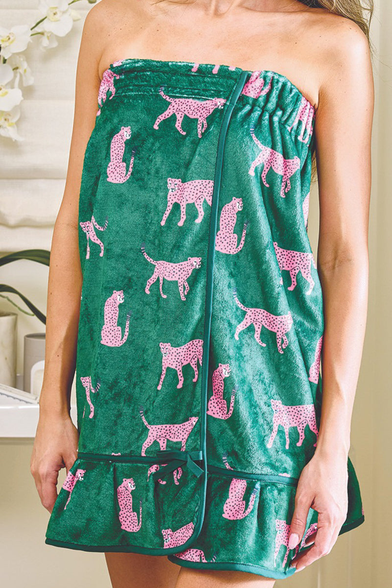 Pink and Green Cheetah Spa Wrap