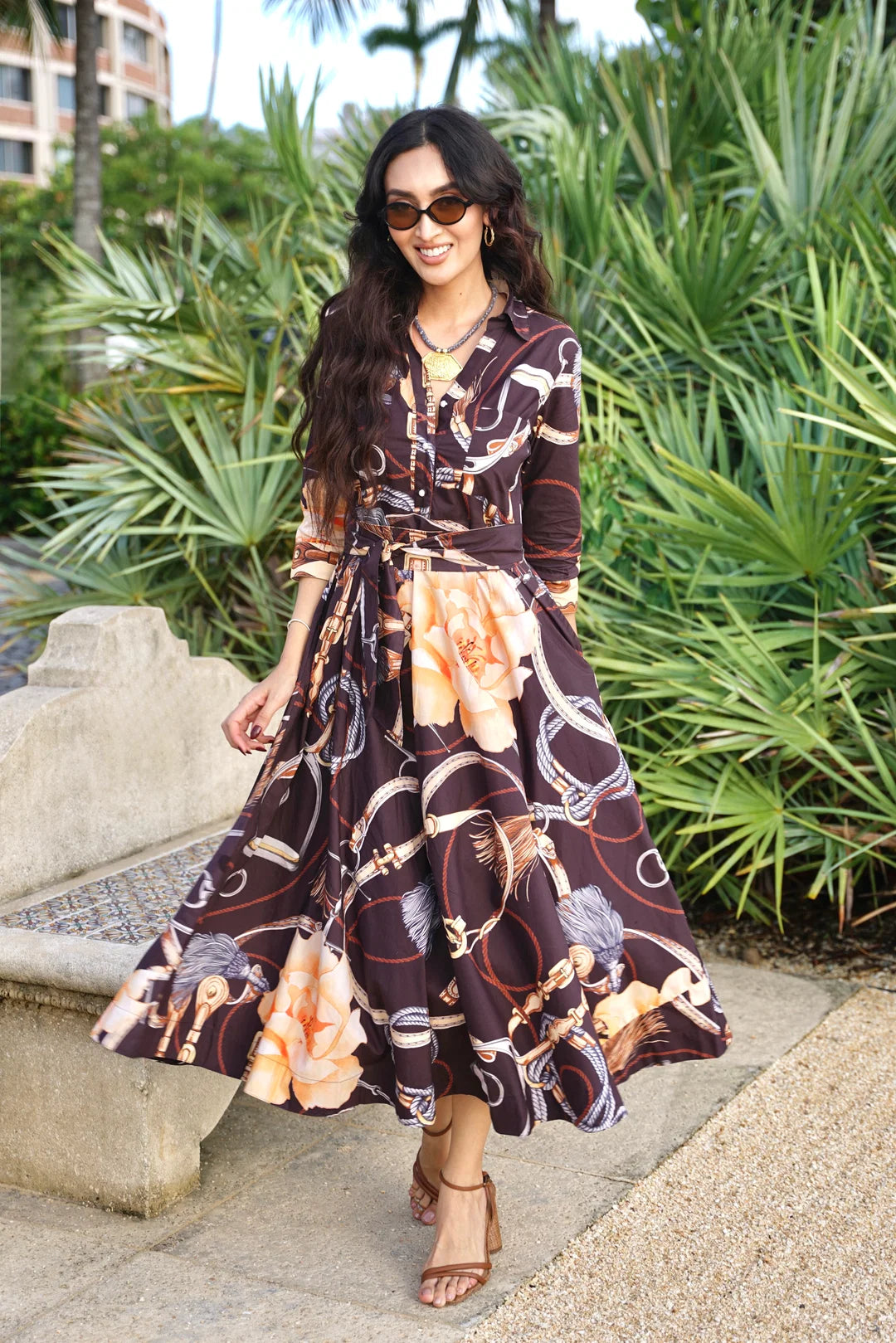 Kentucky Sable Belted Maxi Dress