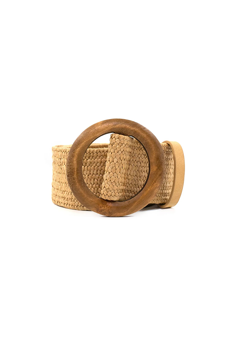 Wooden ring with woven texture on a white background