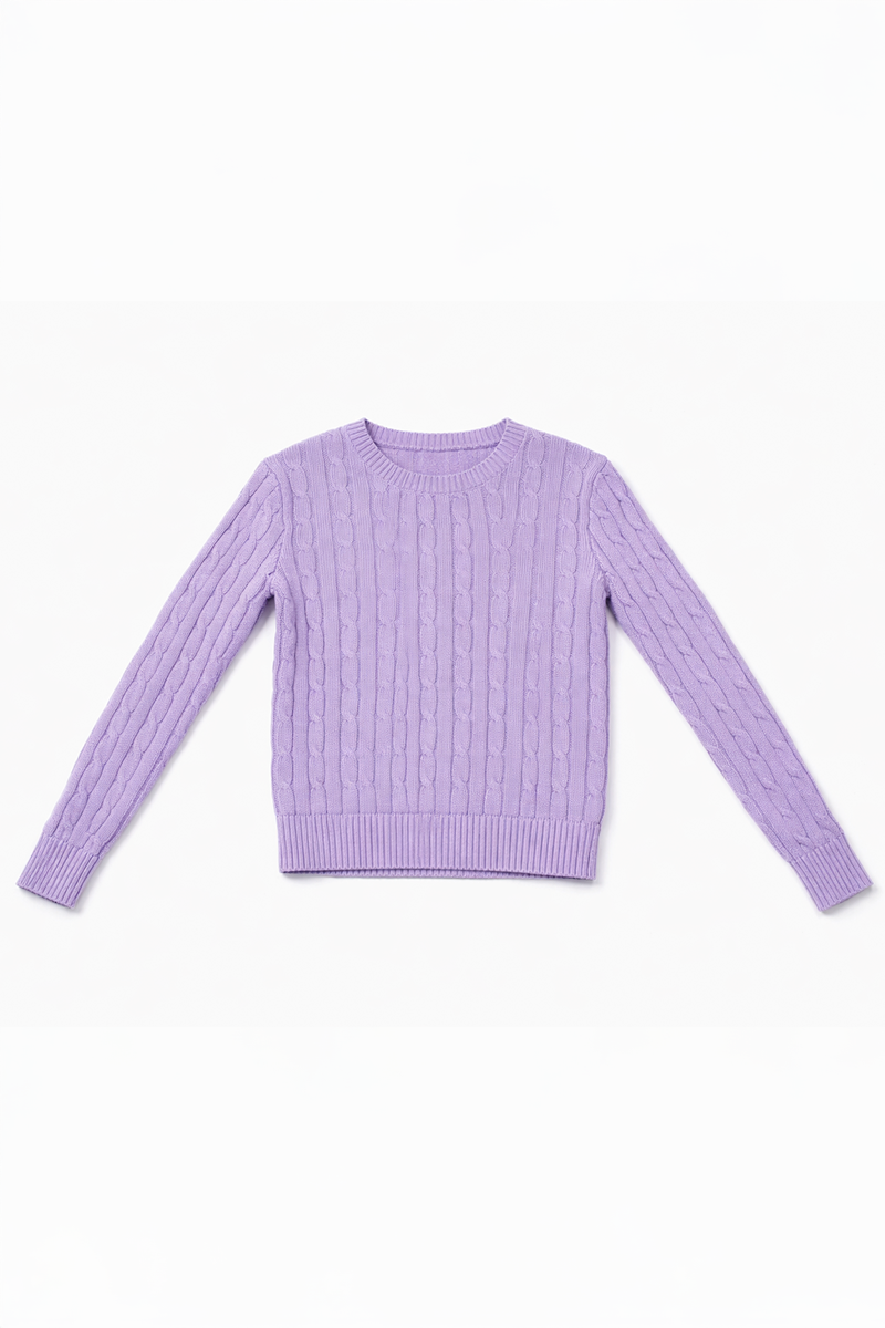 Lavender sweater on a white background