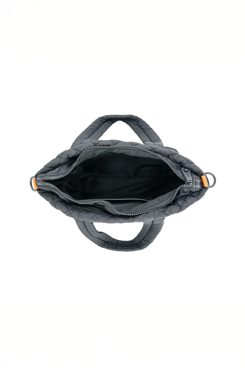 Black bag with handles on a white background