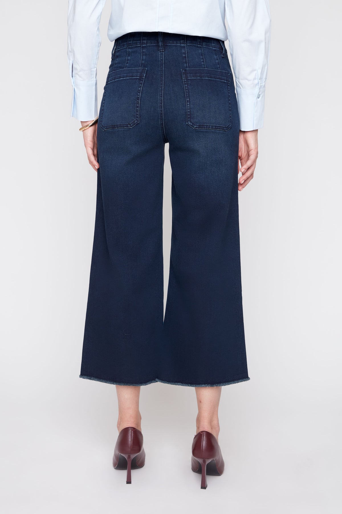 Dark Indigo Cropped Wide Leg Denim Pant