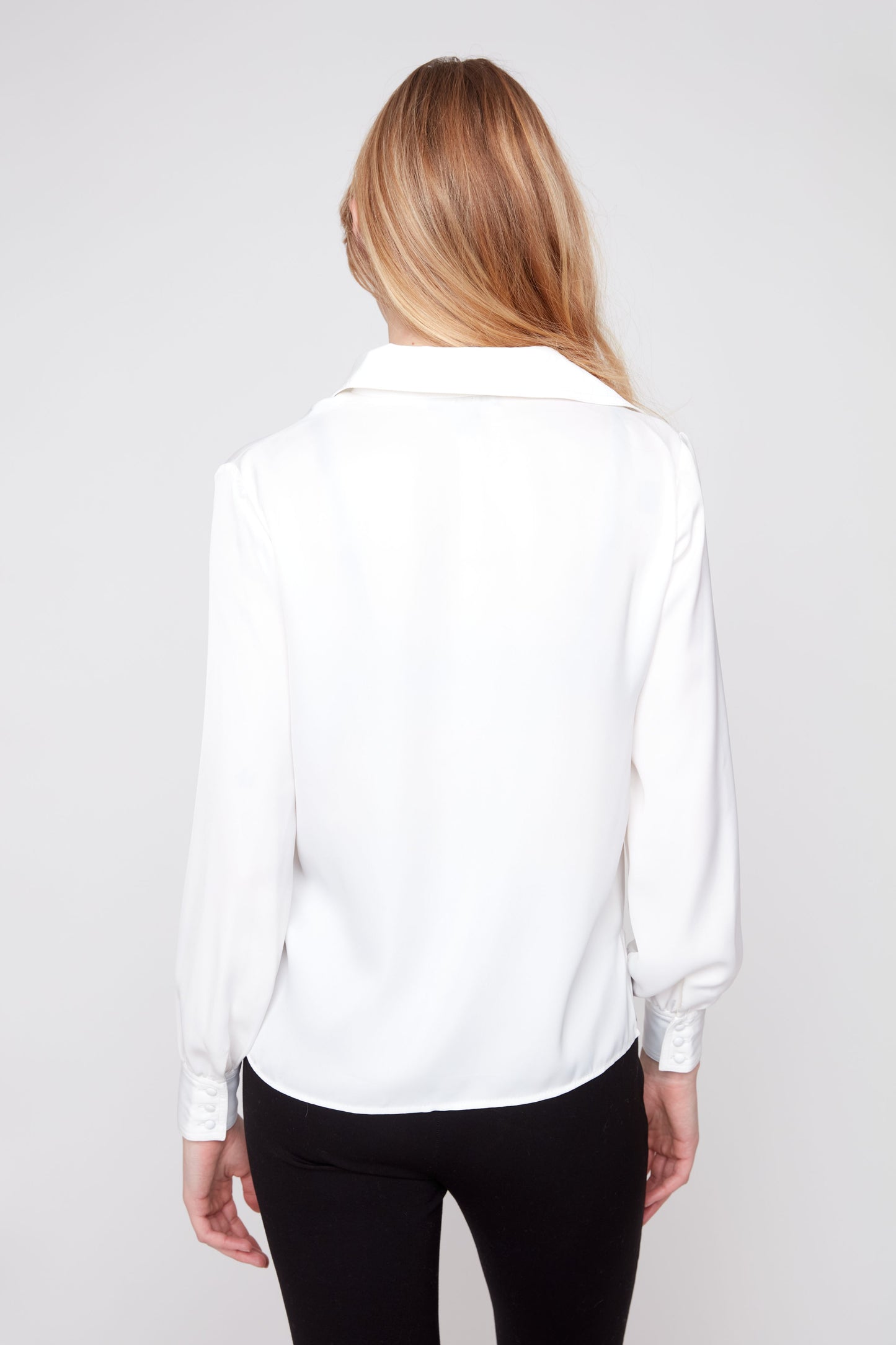 Creme Collared Silk Blouse