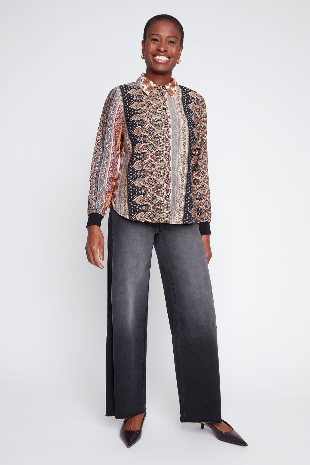 Paisley Stripe Print Blouse