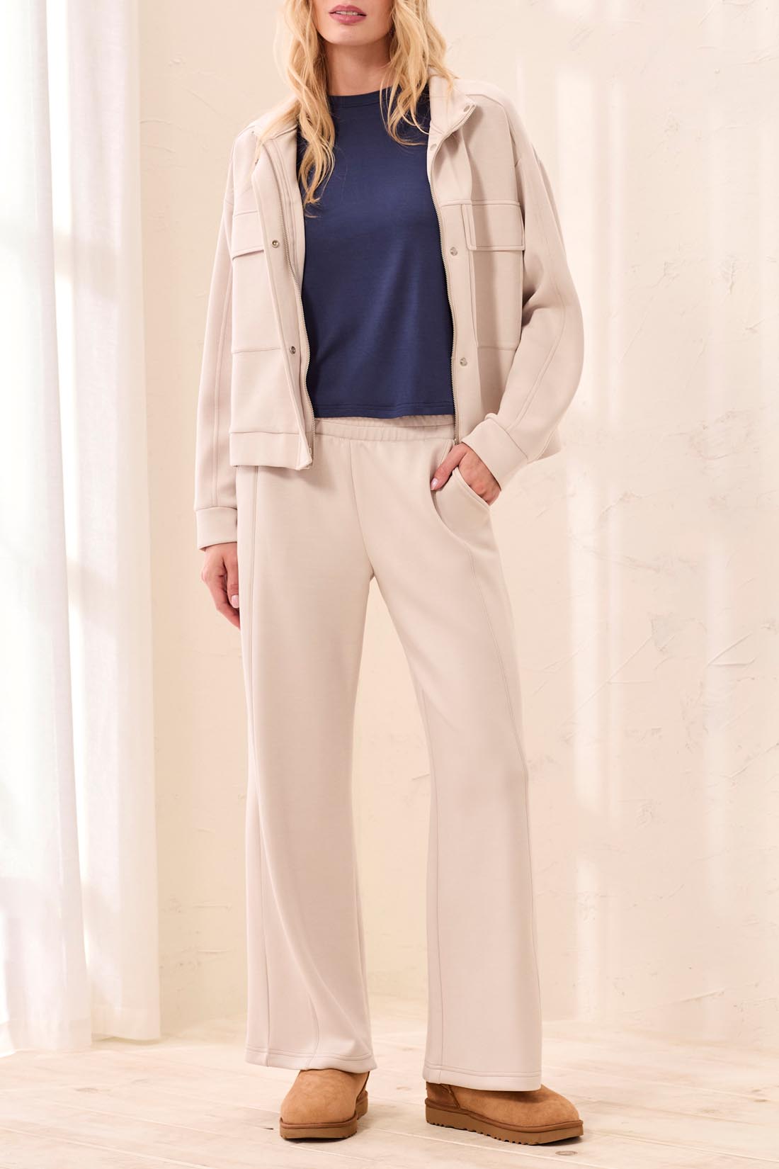 Sand Dune Techno Lux Wide Leg Joggers