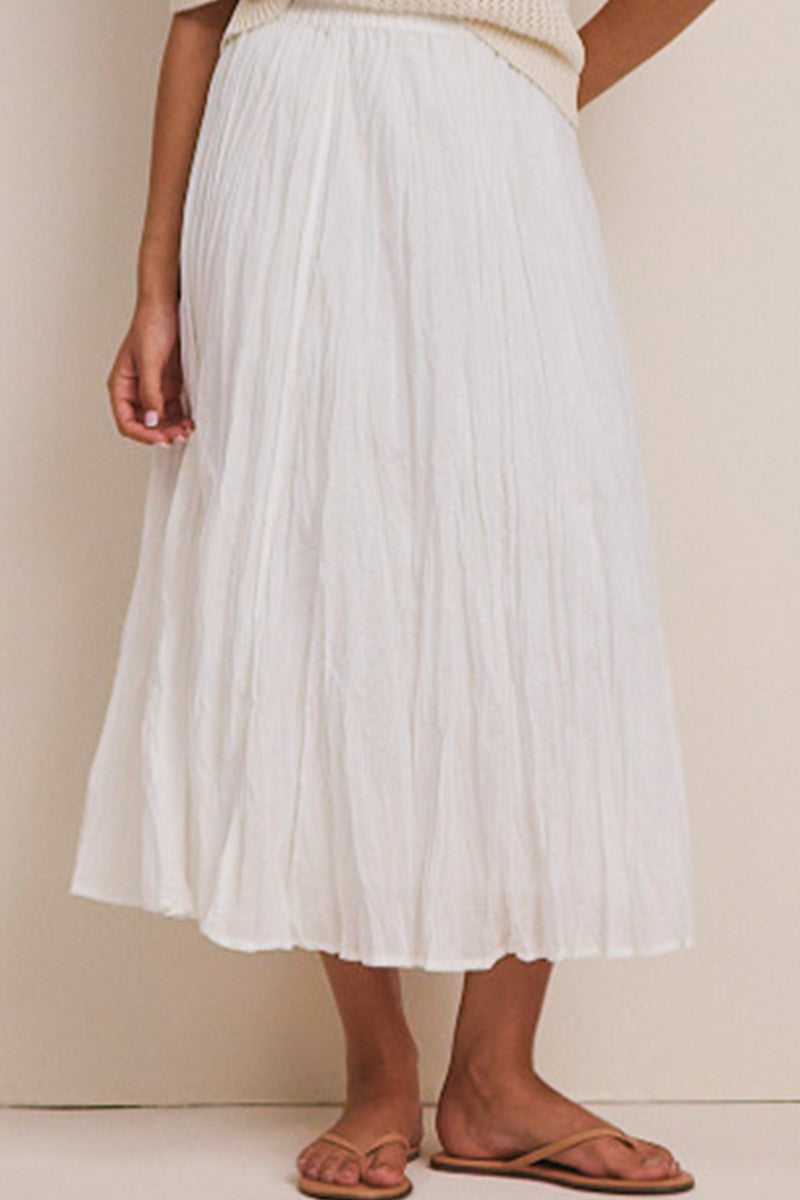 White Crinkle Cotton Skirt