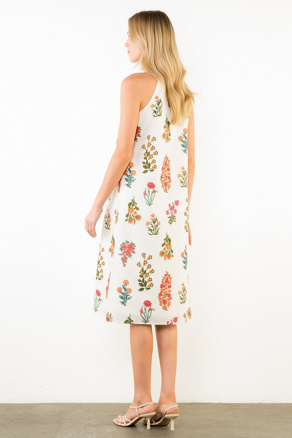 White Floral Tassel Midi Dress
