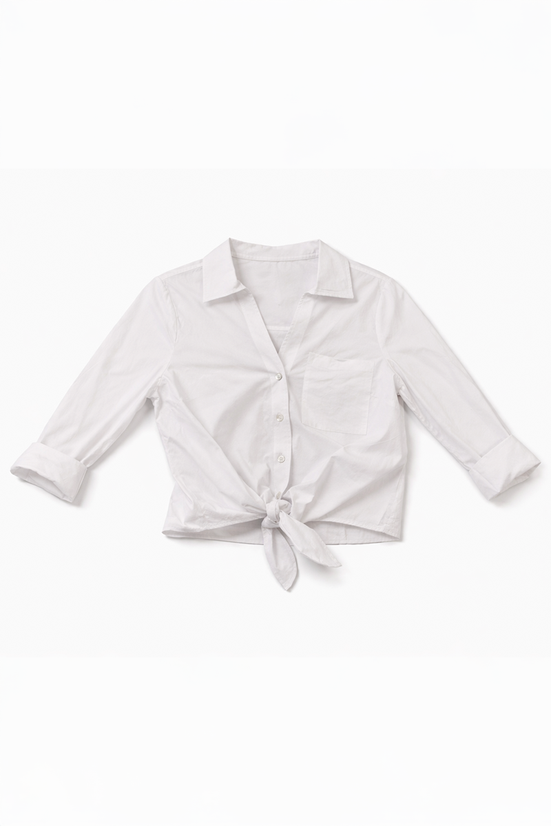 White Tie Front Top