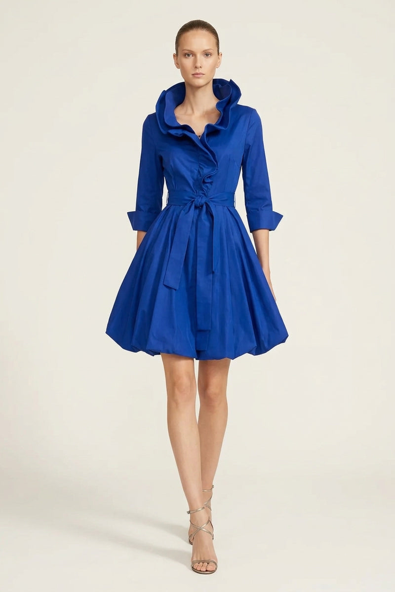 Cobalt Blue 3/4 Sleeve Bubble Dress