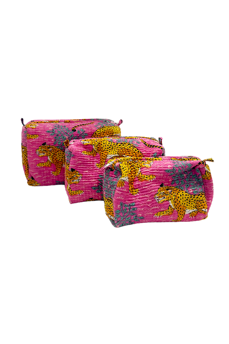 Tiger Pink Floral Cosmetic Bag 3-Pack