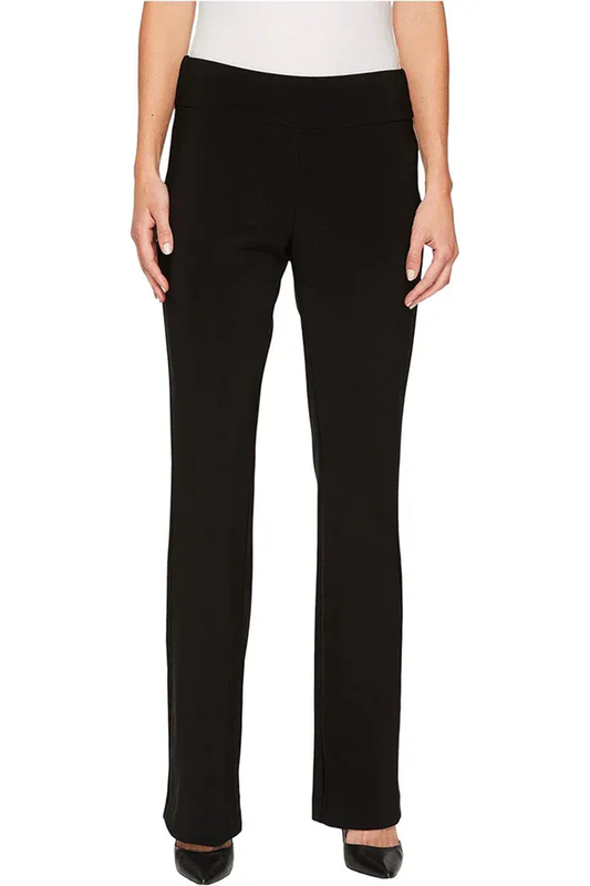 Black pants worn by a person on a white background