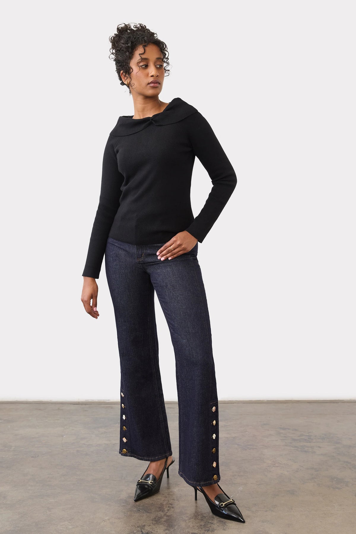 Black Long Sleeve Off The Shoulder Sweater