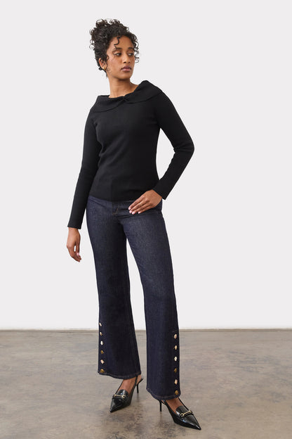 Black Long Sleeve Off The Shoulder Sweater