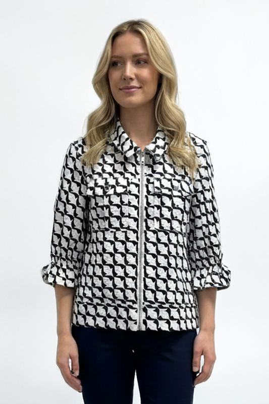 Navy & White Zip Front Jacket