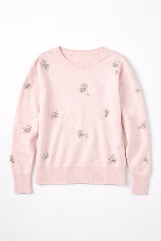 Blush Brooch Crewneck Sweater