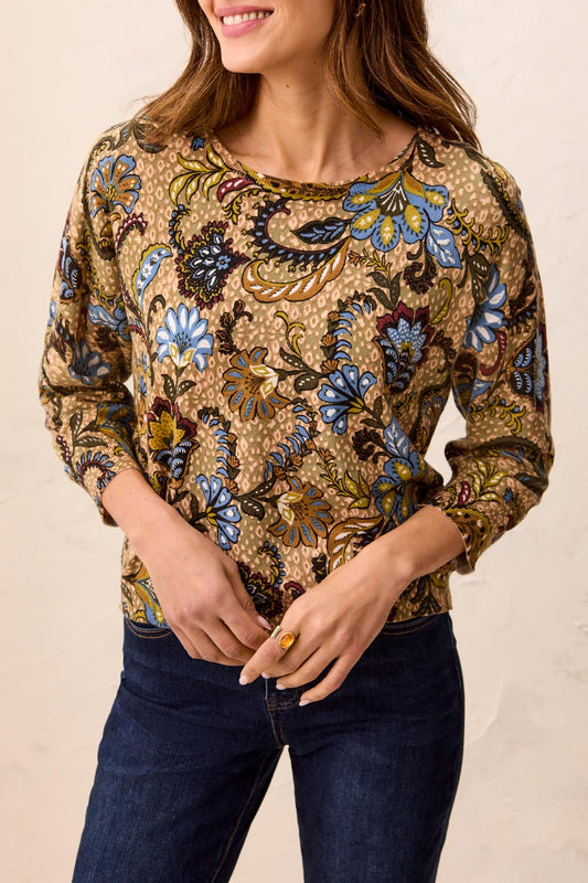Brown Floral Sweater
