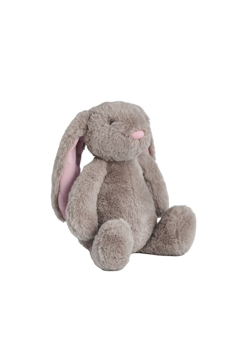 Brown plush toy rabbit on a white background