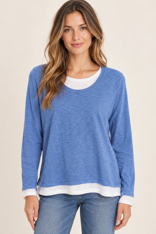 Cornflower Contrast Long Sleeve Top