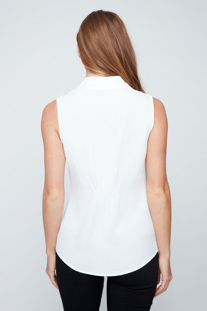Creme Woven Sleeveless Blouse