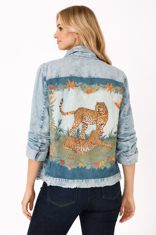 Denim Jaguar Scarf Jacket