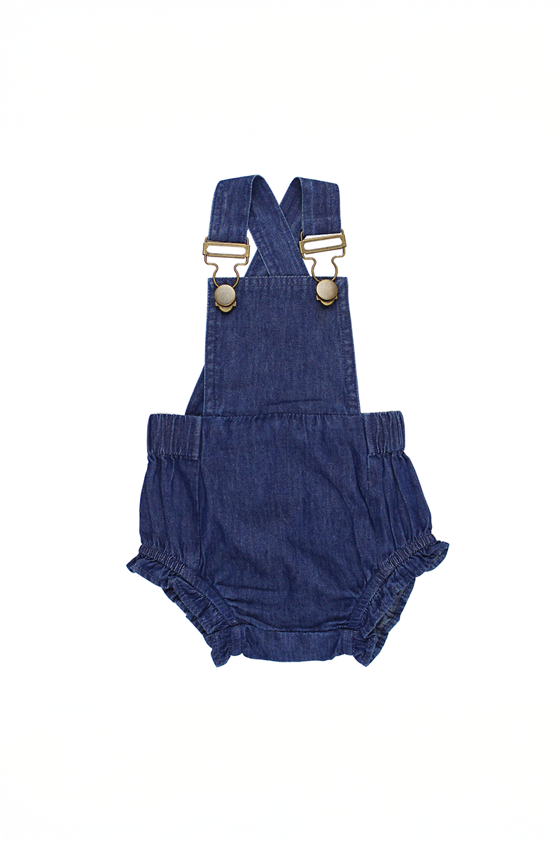 Denim Organic Ruffle Overalls