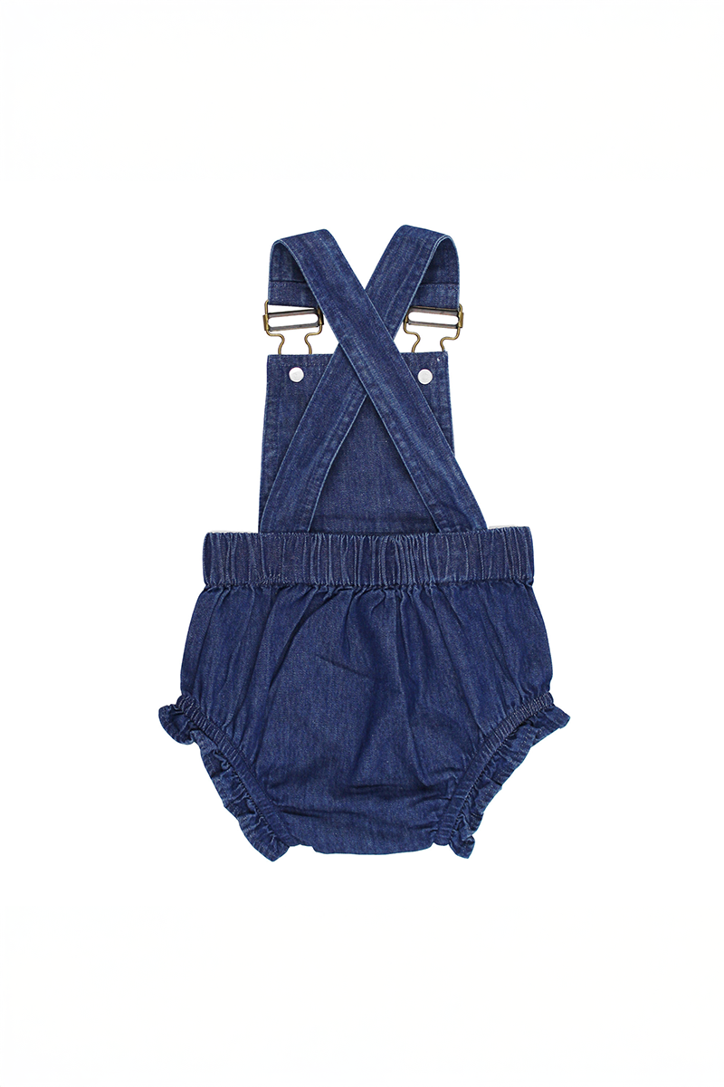 Denim Organic Ruffle Overalls