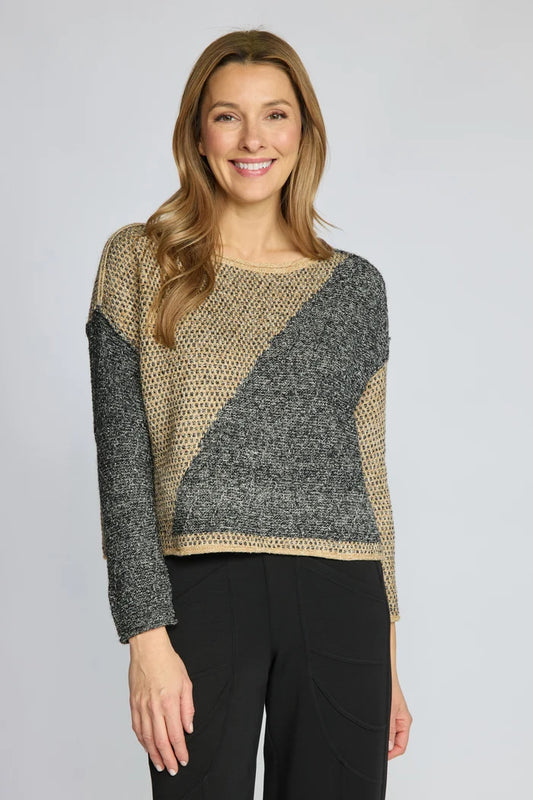 Diagonal Neutral Pullover Sweater