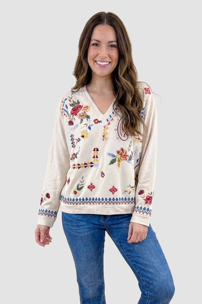 Embroidered Floral Birch Top