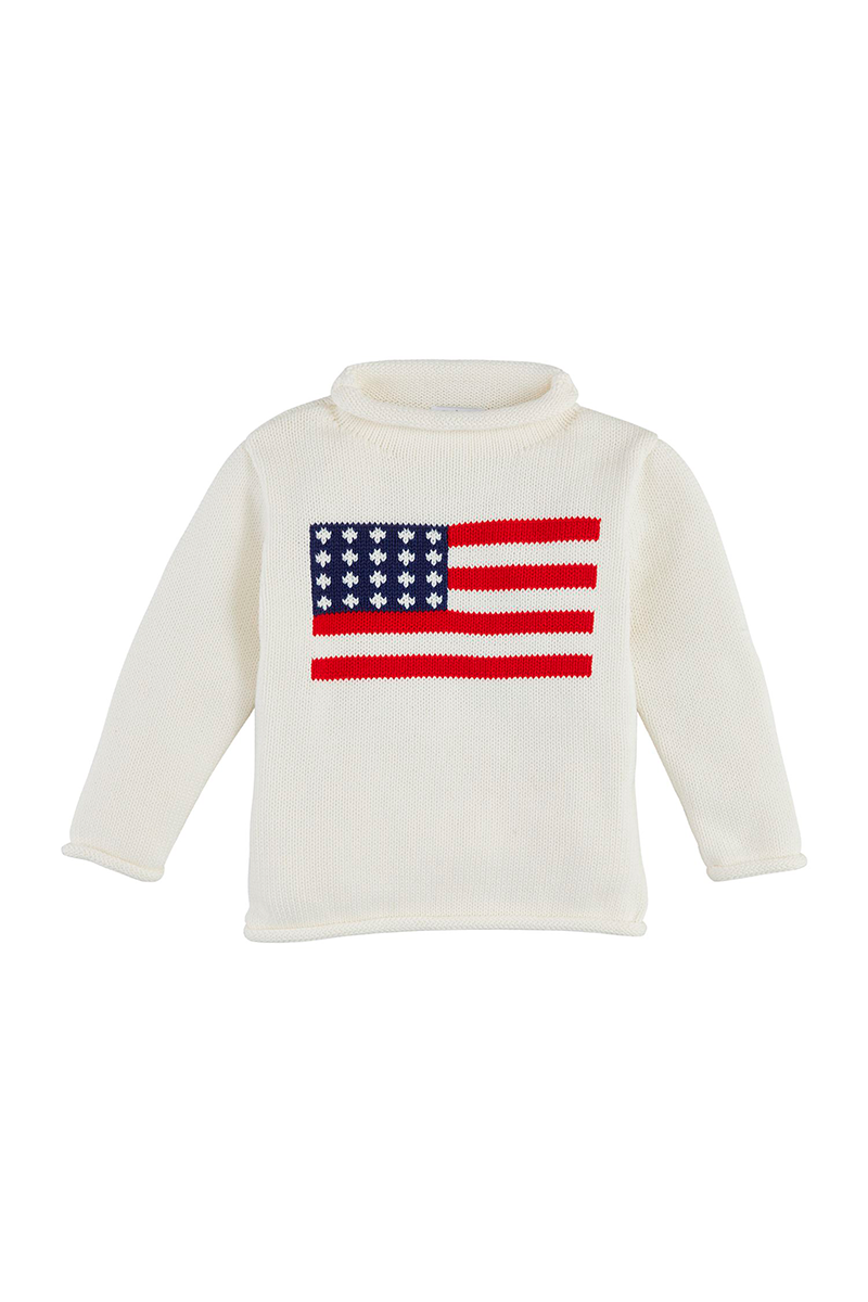 White sweater with American flag