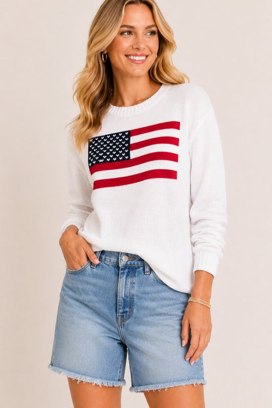Flag Cotton Crewneck Sweater