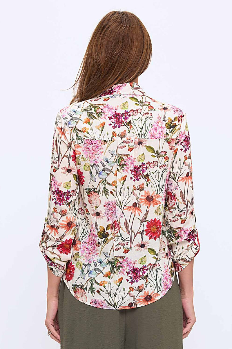 Floral Collared Button Up Top