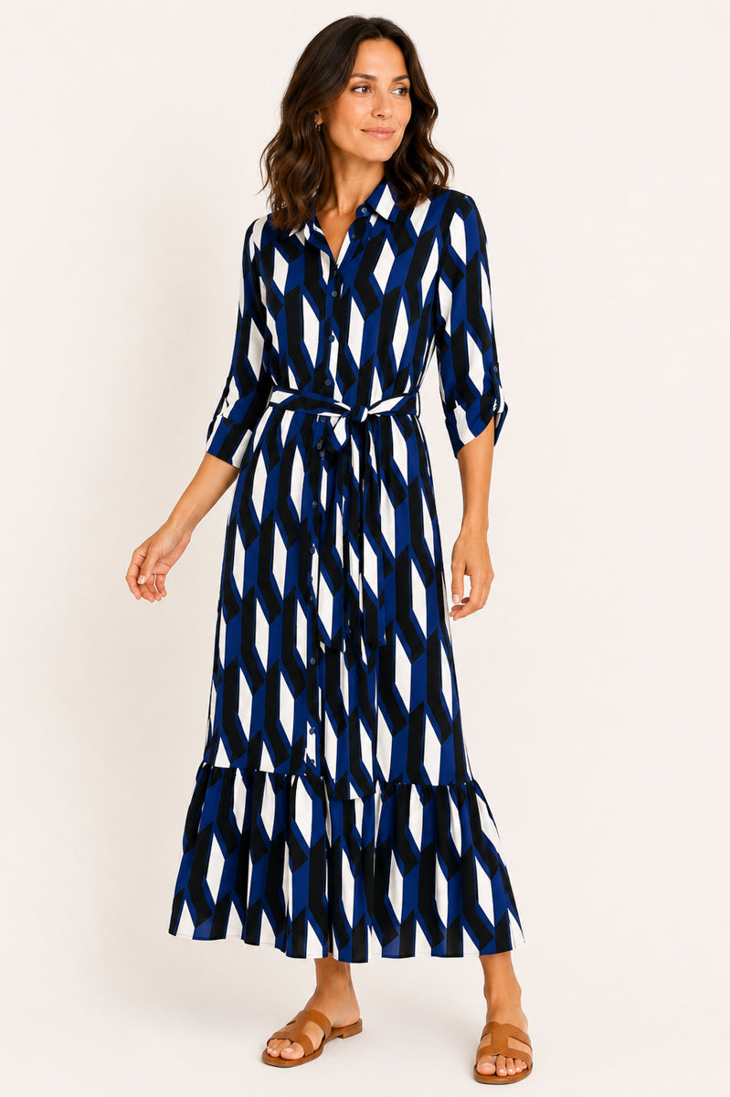 Geometric Print Maxi Dress