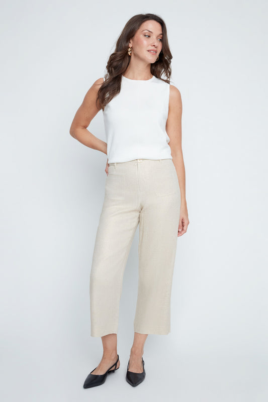 Gold Foil Linen Pants