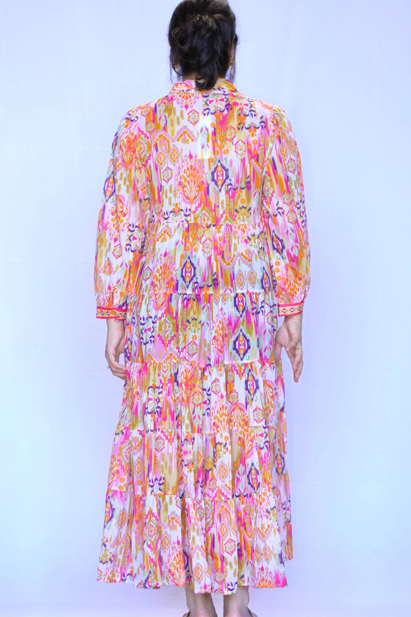 Gold Multi Ikat Maxi Dress