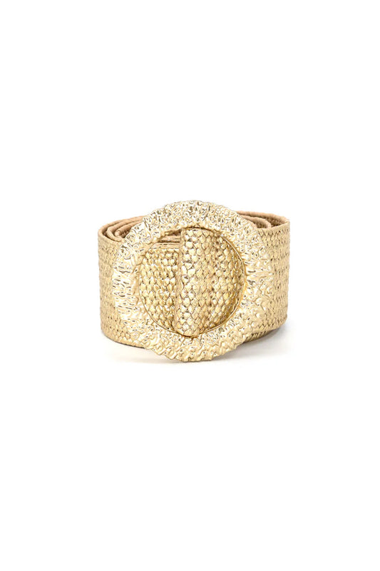 Gold textured belt on a white background