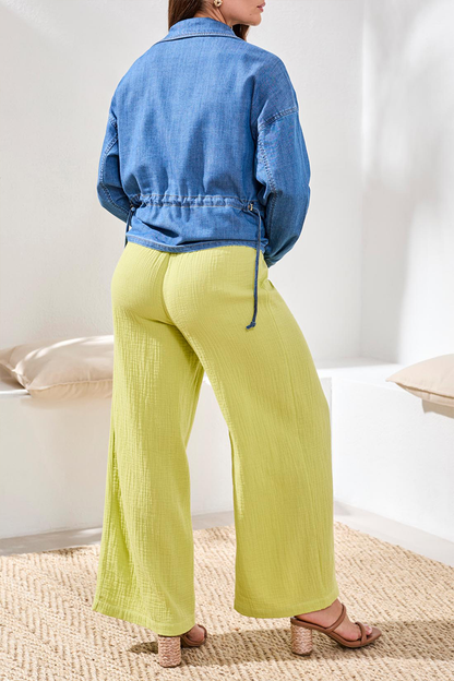 Green Banana Smocked Flare Pant