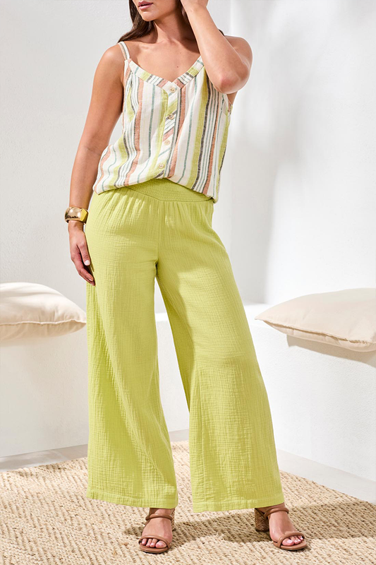 Green Banana Smocked Flare Pant