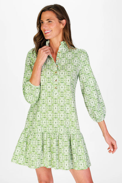 Green Mosaic Drop Waist Dress