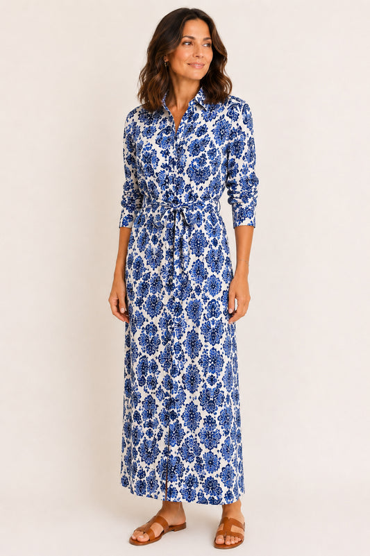 Indigo Block Print Dress