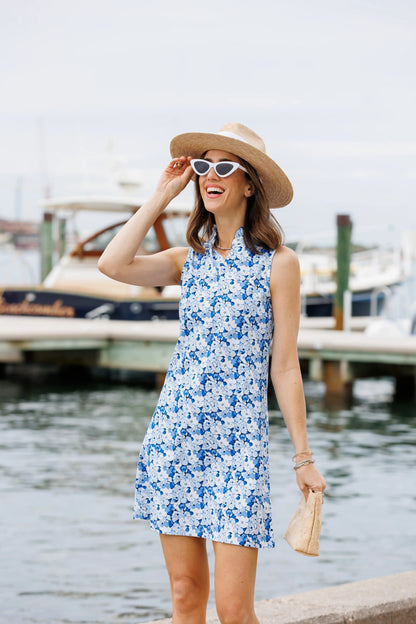 Indigo Blooms Shift Dress