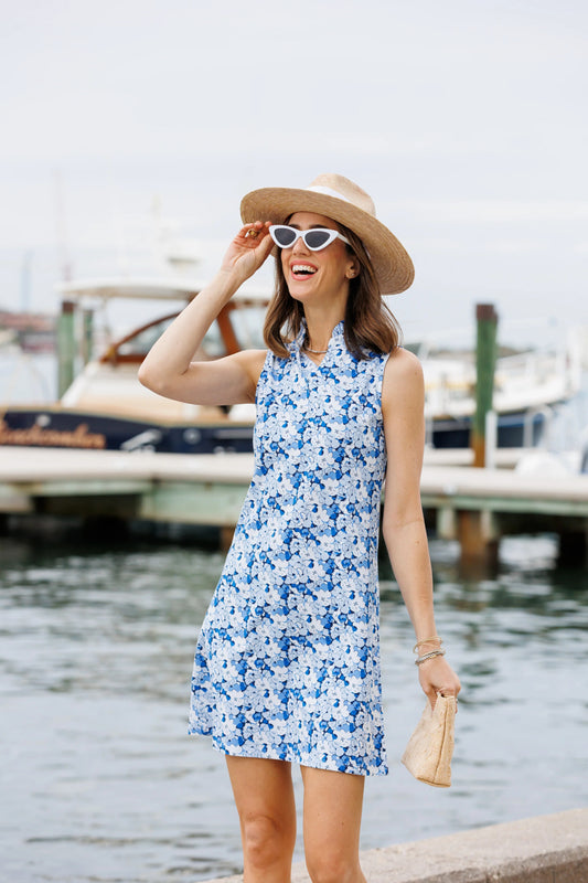 Indigo Blooms Shift Dress