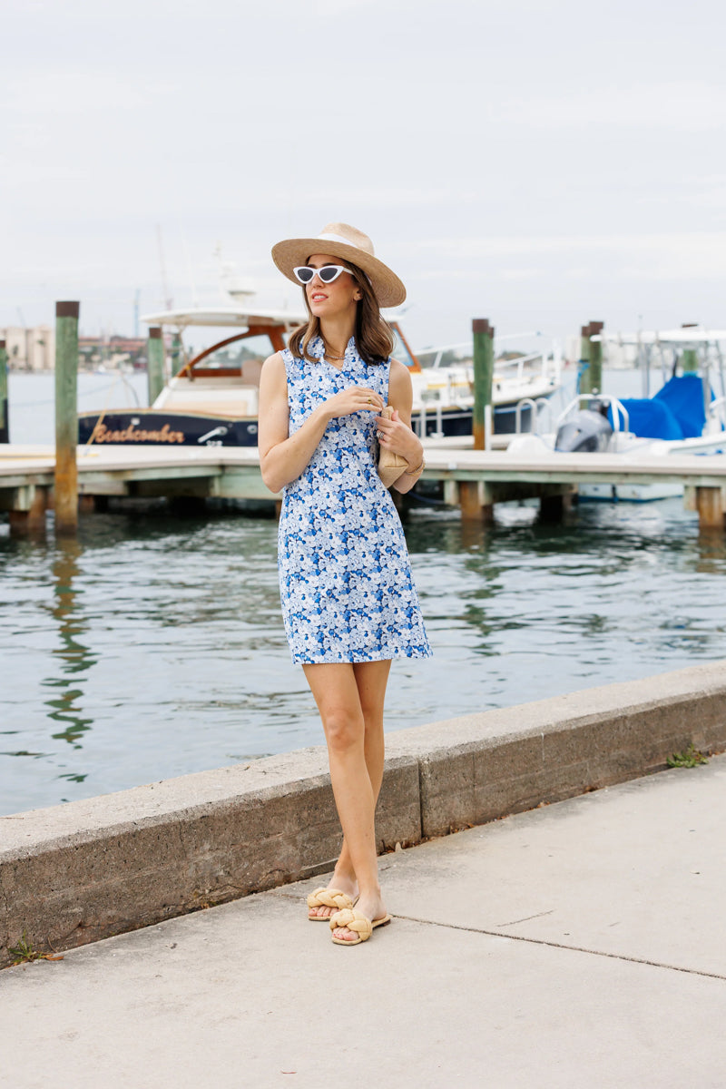 Indigo Blooms Shift Dress