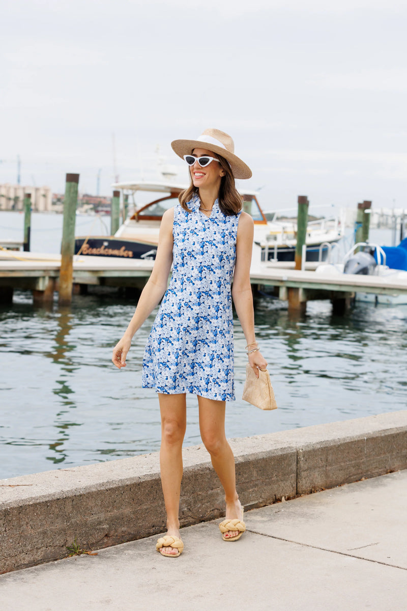 Indigo Blooms Shift Dress