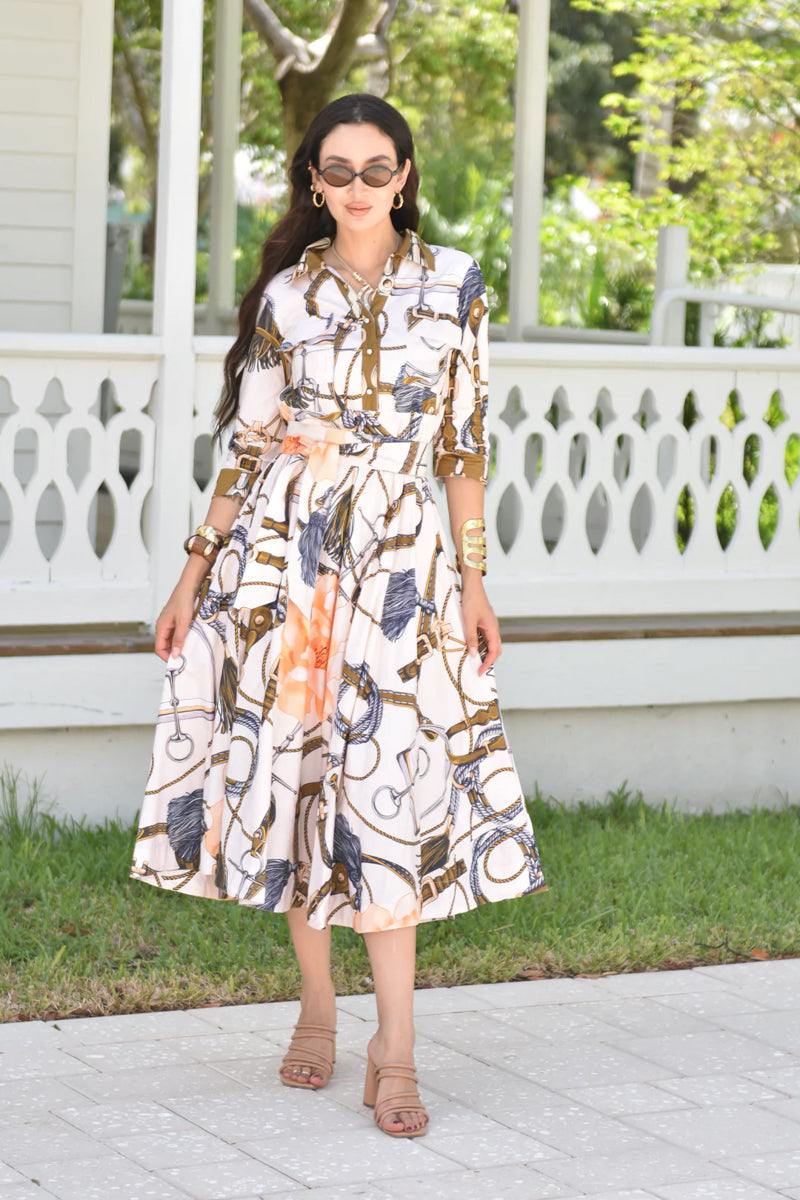 Kentucky Ivory Belted Maxi Dress