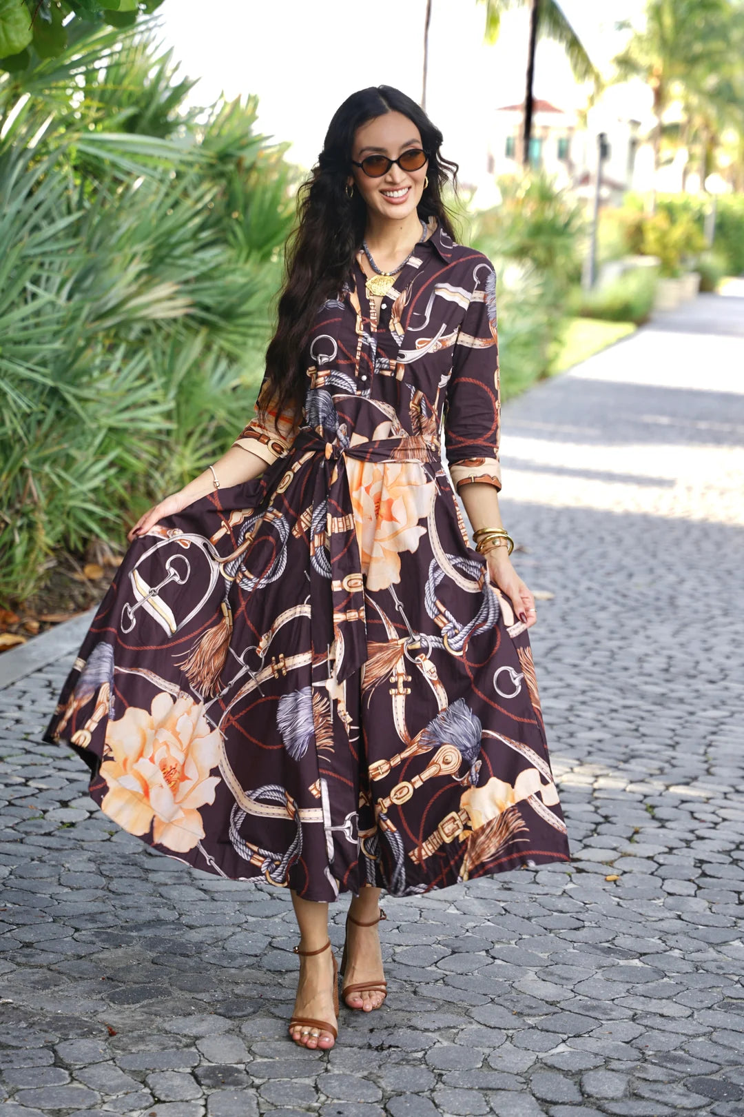 Kentucky Sable Belted Maxi Dress