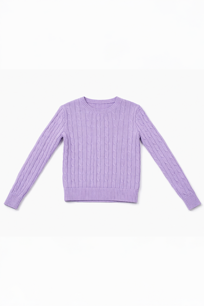 Lavender sweater on a white background