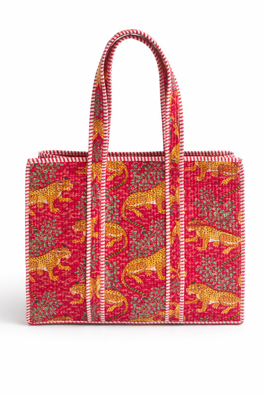 Leopard Quilted Tote Bag