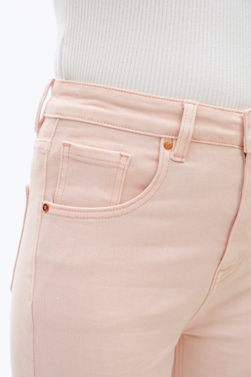 Light Pink High Rise Wide Leg Denim Jeans