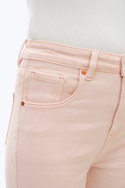 Light Pink High Rise Wide Leg Denim Jeans